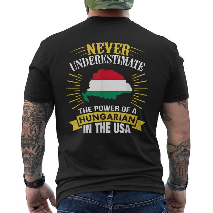 Never Underestimate The Power Of A Hungarian In Usa Men's T-shirt Back Print