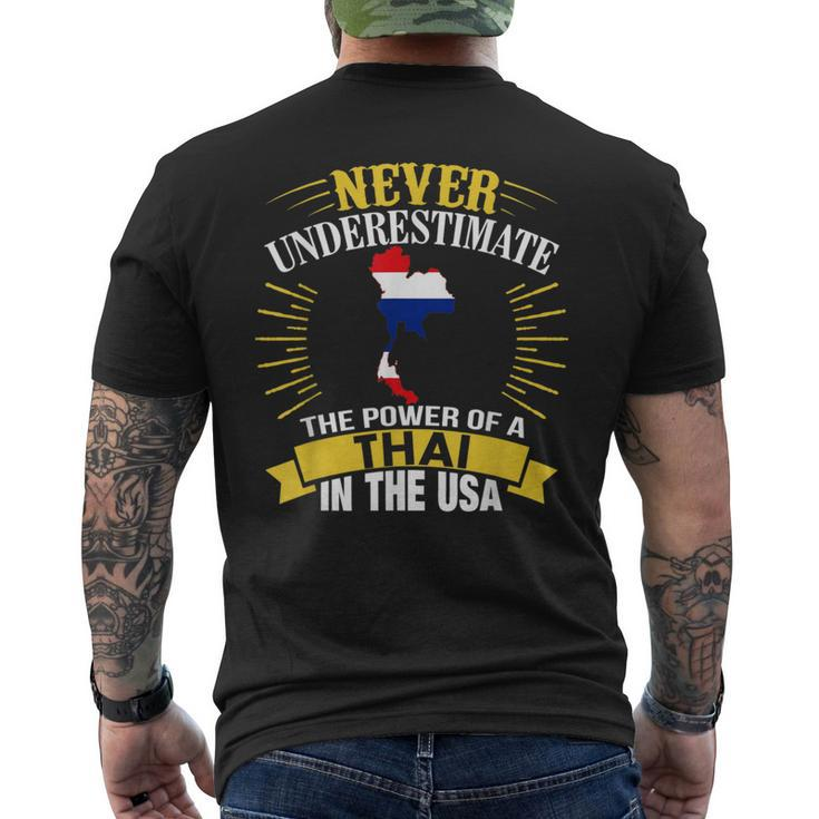 Never Underestimate The Power Of A Thai In Usa Men's T-shirt Back Print