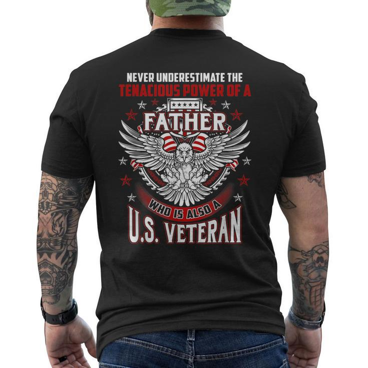 Never Underestimate US Veteran Father Daddy Dad Men's T-shirt Back Print