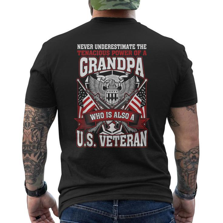 Never Underestimate US Veteran Grandpa Grandfather Men's T-shirt Back Print