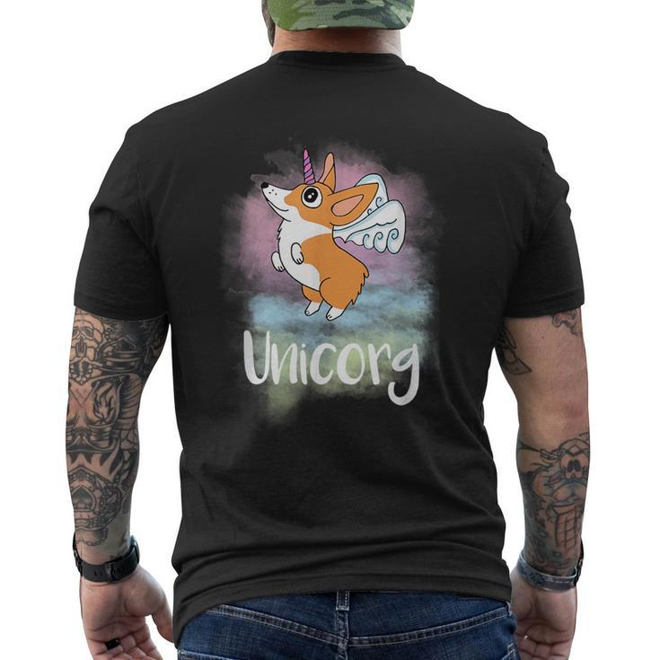 Unicorg Funny Magical Corgi Dog Unicorn Pun  Mens Back Print T-shirt