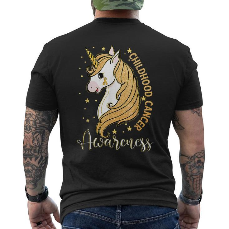 Unicorn Childhood Cancer Warrior In September We Wear Gold Men's T-shirt Back Print