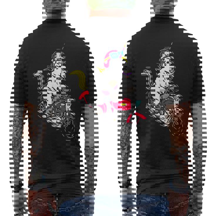 Unicorn With A Motorbike Biker Motorcycle Dirt Bike Vintage Men s Back Print T shirt Mazezy