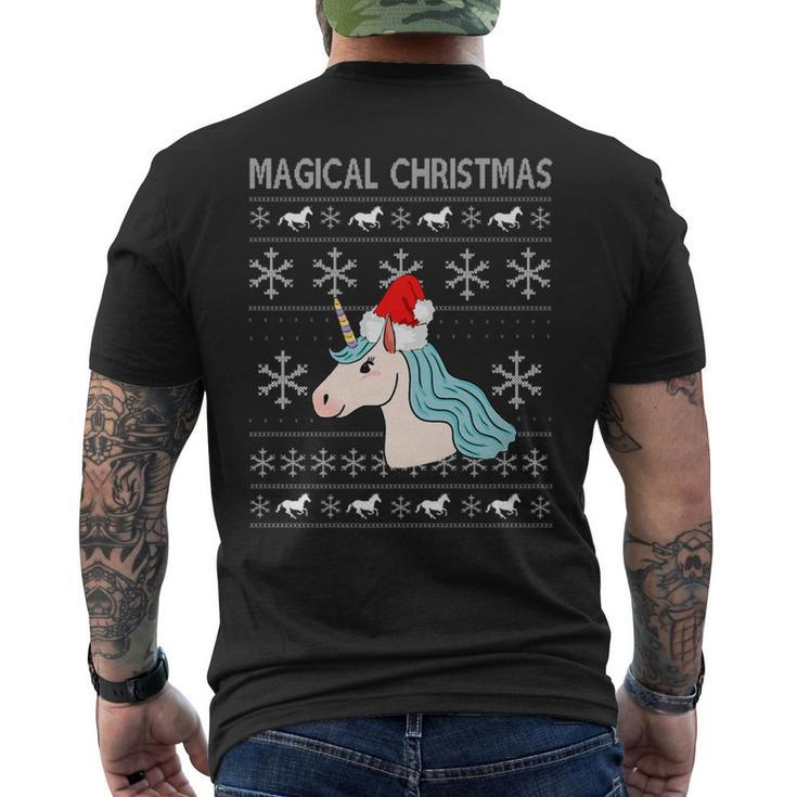 Unicorn Ugly Christmas Sweater Magical Holiday Illustration Men's T-shirt Back Print