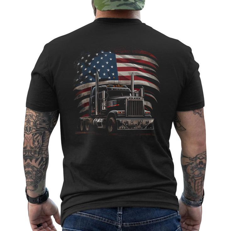 Us American Flag Trucker Truck Driver Gift  Mens Back Print T-shirt