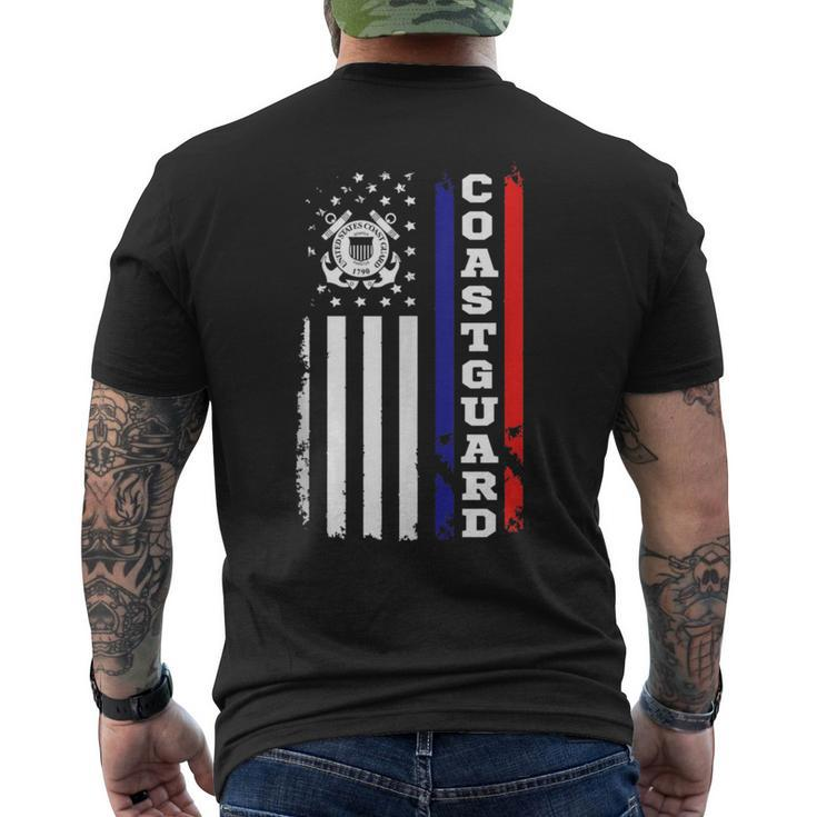 Us Coast Guard Gift American Flag Mens Back Print T-shirt