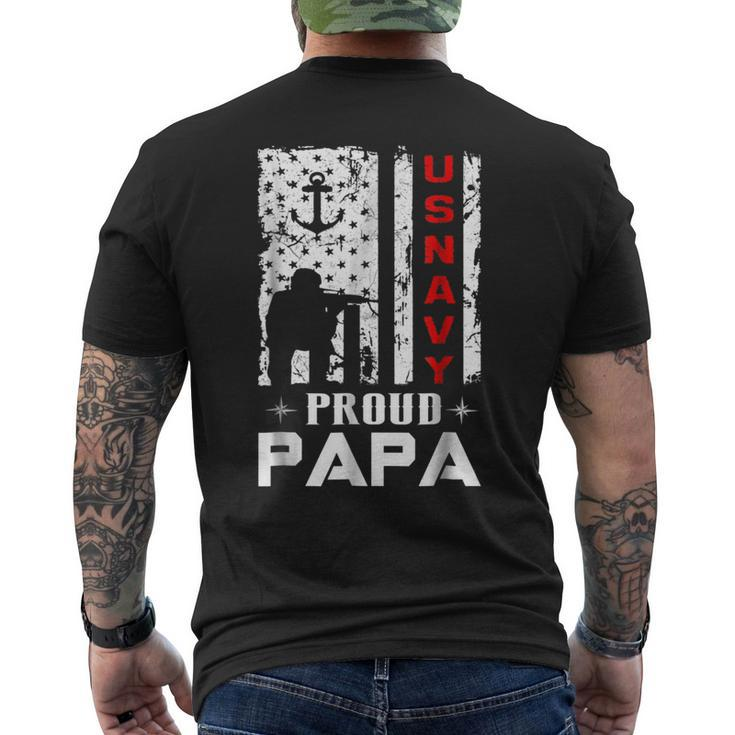 Us Navy Proud Papa Veteran Veterans Day Men's Back Print T-shirt
