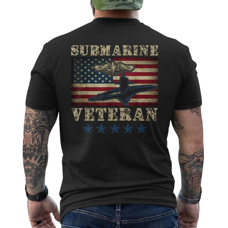 Us Navy Submarine Veteran Usa Flag Vintage Submariner Men's Back Print T-shirt