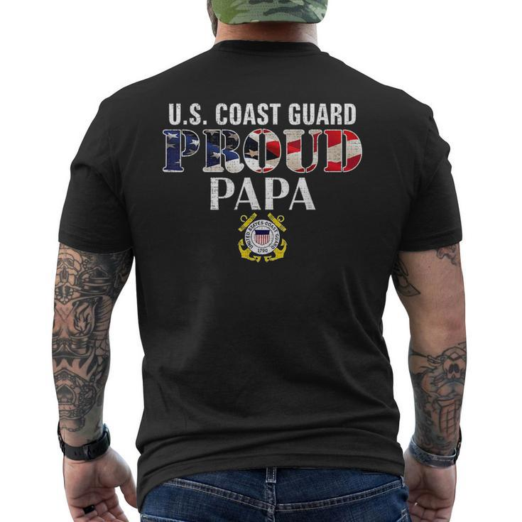 Us Proud Coast Guard Papa With American Flag Veteran Day Veteran Funny Gifts Mens Back Print T-shirt