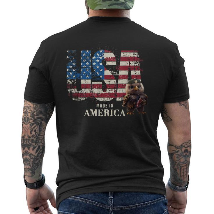 Usa America 4Th July Eagle Independence Day Patriot  Men's Crewneck Short Sleeve Back Print T-shirt