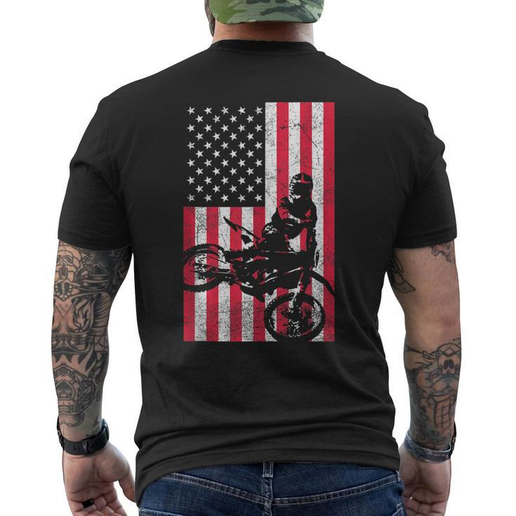 Usa American Flag Dirt Bike Red White Blue 4Th Of July Top Mens Back Print T-shirt