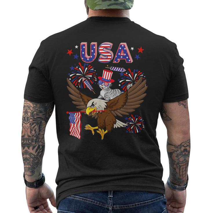 Usa Cute Cat Sunglasses Riding Eagle 4Th Of July Lover Usa Funny Gifts Mens Back Print T-shirt