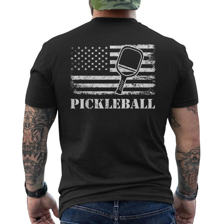 Usa Flag Pickleball Vintage  Mens Back Print T-shirt
