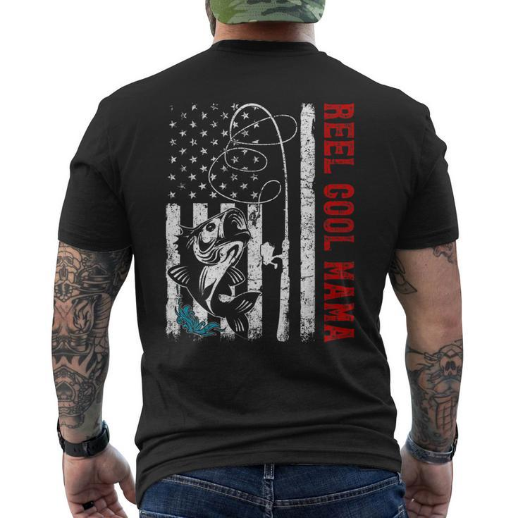 Usa Flag Reel Cool Mama Fishing Fisher Fisherman For Women Men's Back Print T-shirt