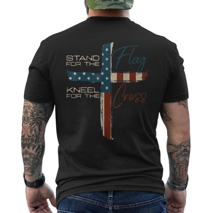 Usa Flag Religious Quote 4Th Of July Christian Faith Men's Back Print T-shirt