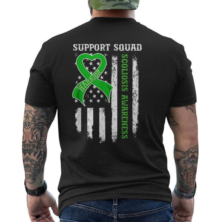 Usa Flag Support Squad Scoliosis Awareness Mens Back Print T-shirt