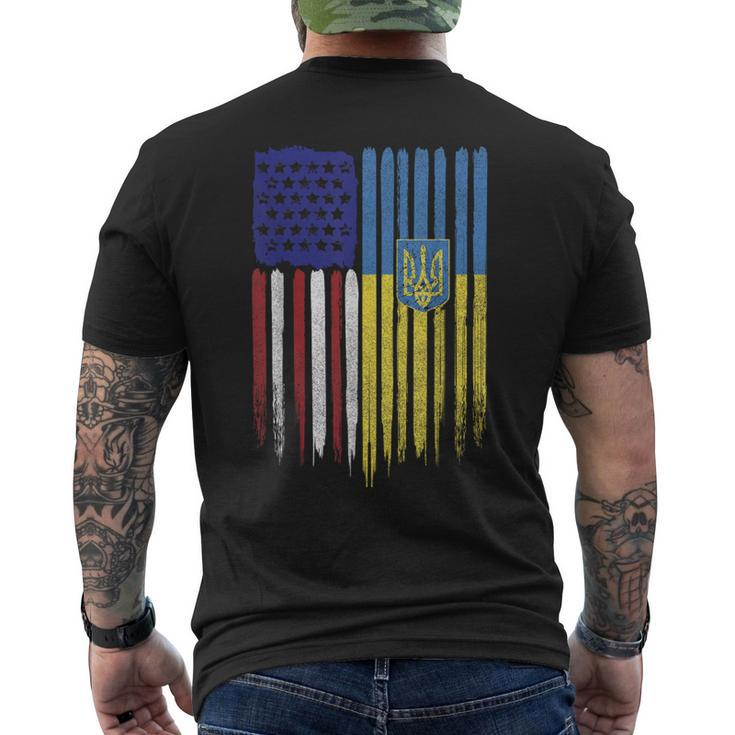 Usa Ukraine Ukrainian Flag Trident Roots Men's T-shirt Back Print