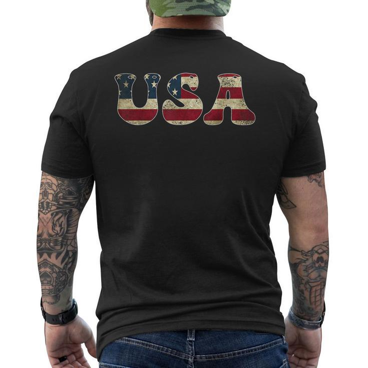 Usa Us Flag Patriotic America 4Th Of July  Men's Crewneck Short Sleeve Back Print T-shirt