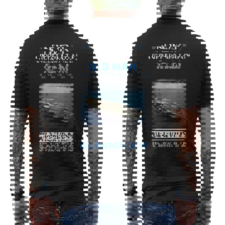 Uss America Cv66 Aircraft Carrier Veterans Day Father Day Men's Back Print T-shirt