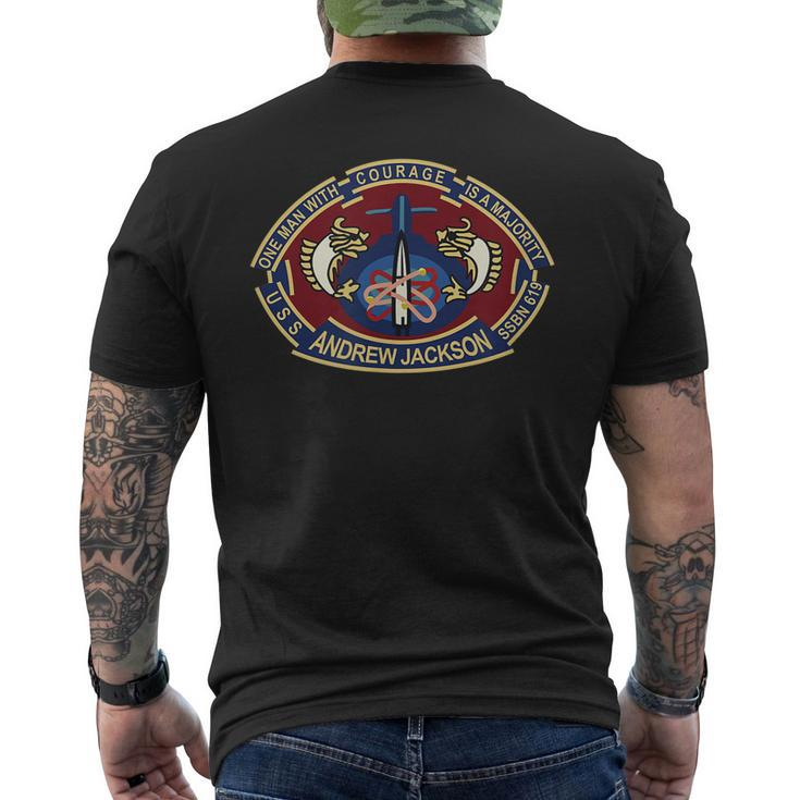 Uss Andrew Jackson Ssbn619 Men's Back Print T-shirt