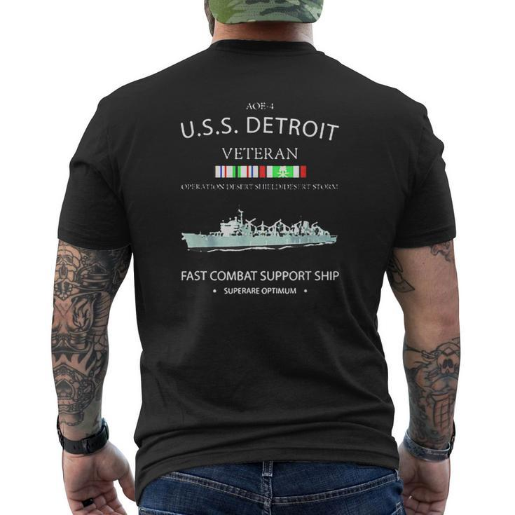 Uss Detroit Veteran Men's Back Print T-shirt