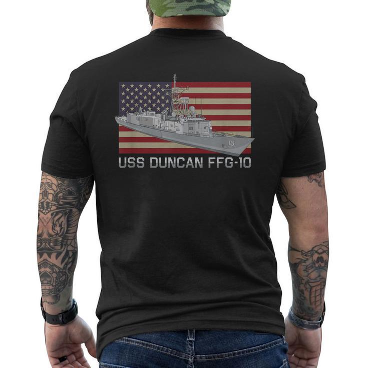 Uss Duncan Ffg-10 Ship Diagram American Flag Men's T-shirt Back Print