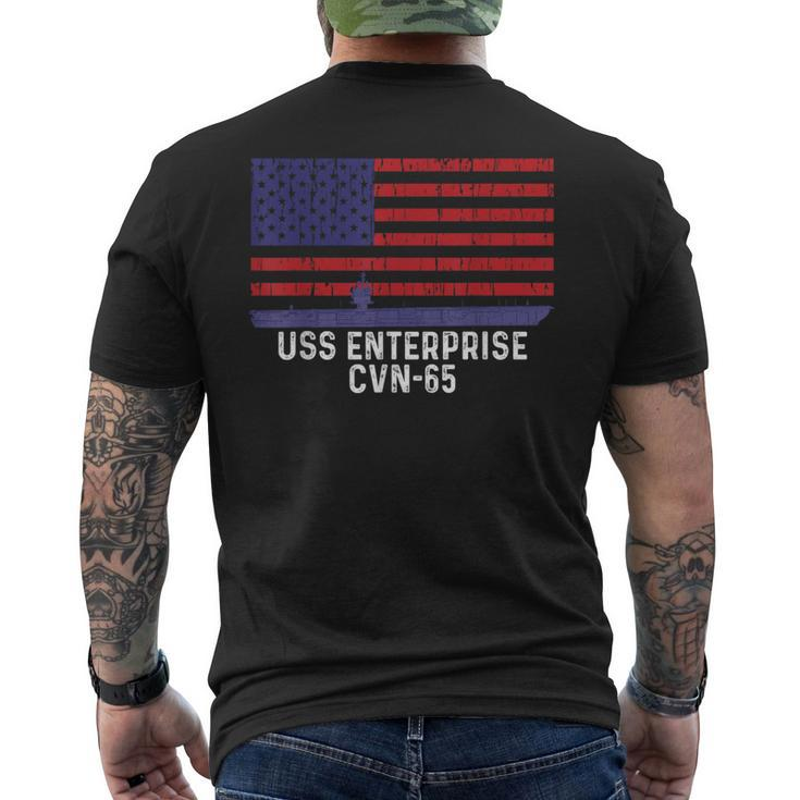 Uss Enterprise Cvn-65 Aircraft Carrier Vintage Usa Flag Men's T-shirt Back Print