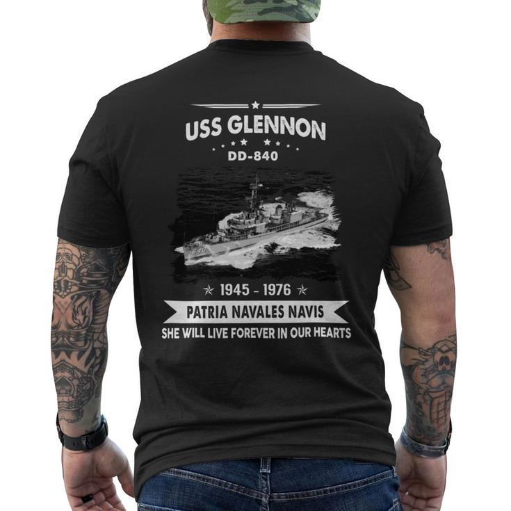 Uss Glennon Dd840 Mens Back Print T-shirt