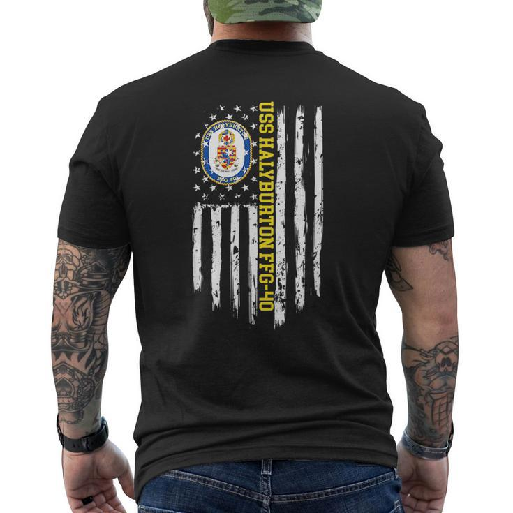 Uss Halyburton Ffg40 American Flag Mens Back Print T-shirt