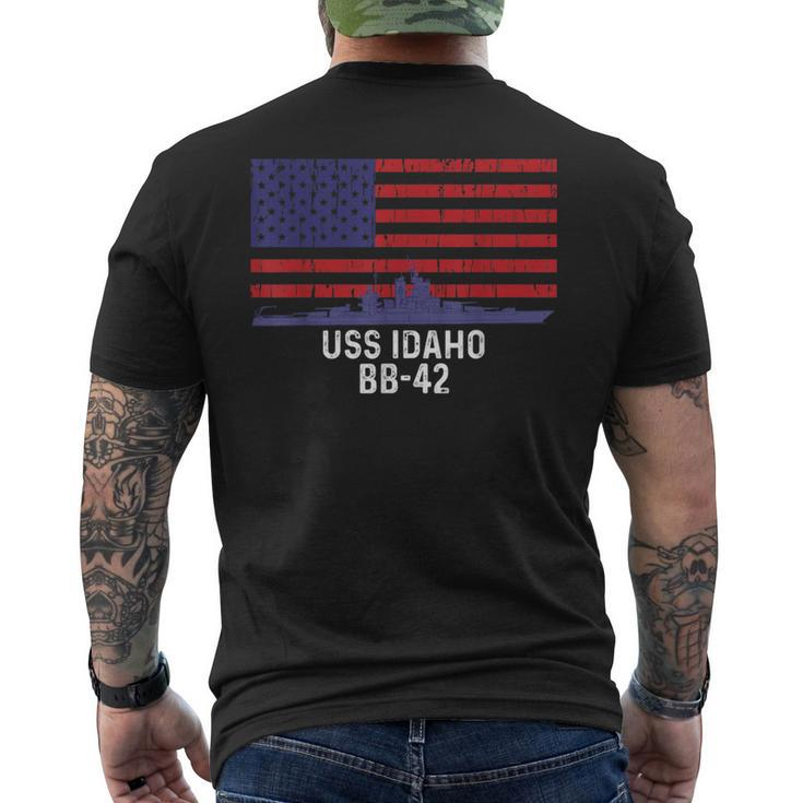 Uss Idaho Bb42 Battleship Vintage American Flag Mens Back Print T-shirt