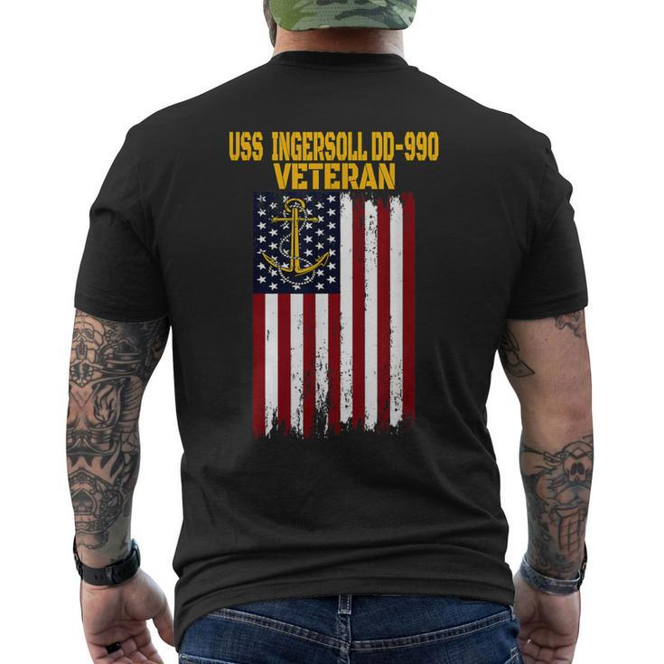 Uss Ingersoll Dd-990 Warship Veterans Day Father's Day Dad Men's T-shirt Back Print