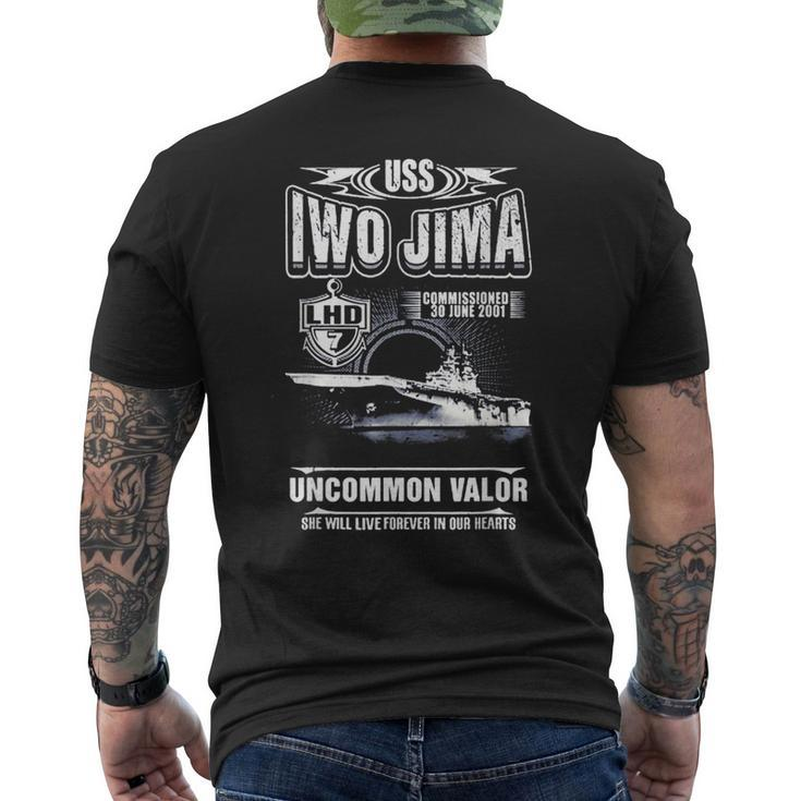 Uss Iwo Jima Lhd7 Men's Back Print T-shirt