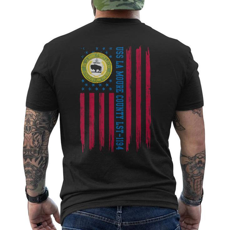 Uss La Moure County Lst1194 Tank Landing Ship American Flag Men's Back Print T-shirt