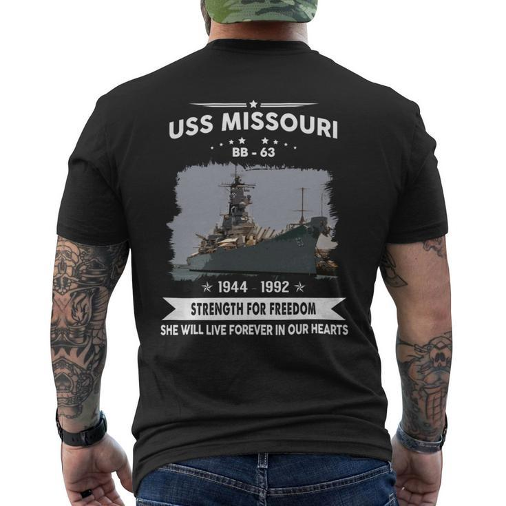 Uss Missouri Bb 63 Front Mens Back Print T-shirt