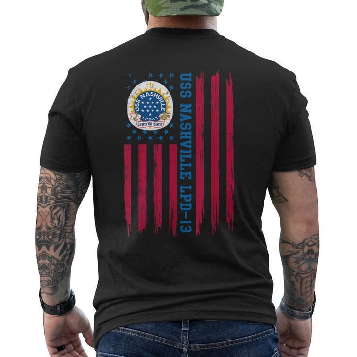 Uss Nashville Lpd13 Amphibious Transport Dock Ship Veteran Men's Back Print T-shirt