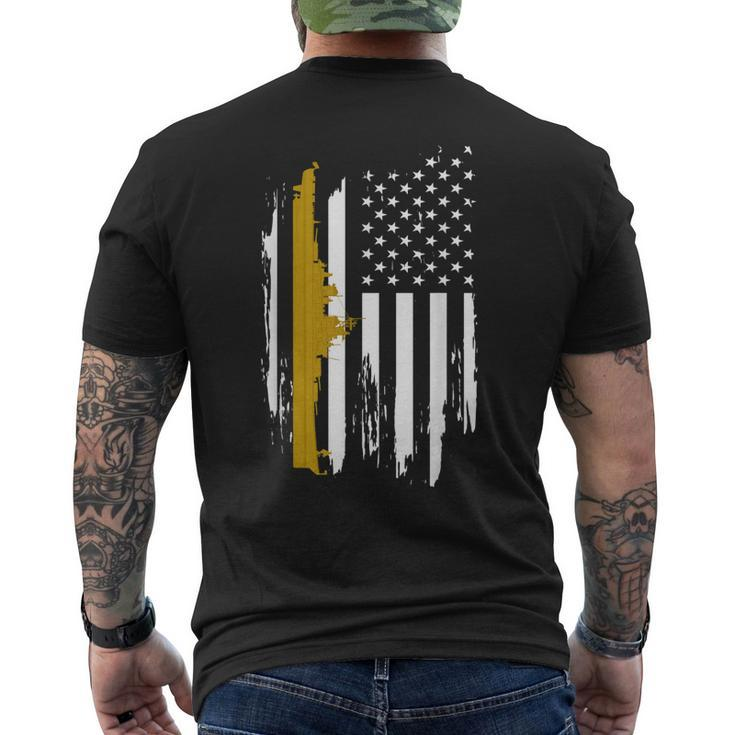 Uss New Jersey Bb62 Battleship American Flag Men's Back Print T-shirt
