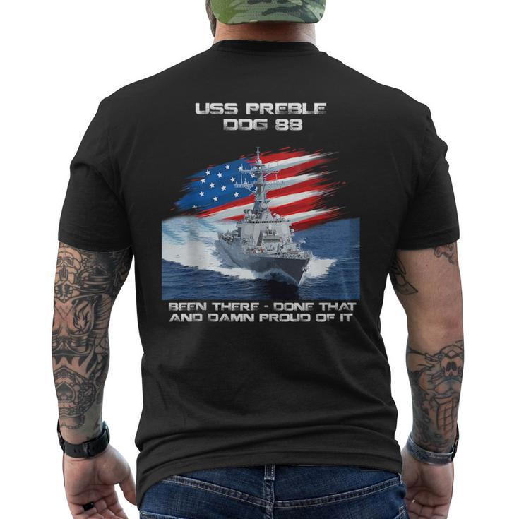 Uss Preble Ddg-88 Destroyer Ship Usa Flag Veteran Father Day  Mens Back Print T-shirt
