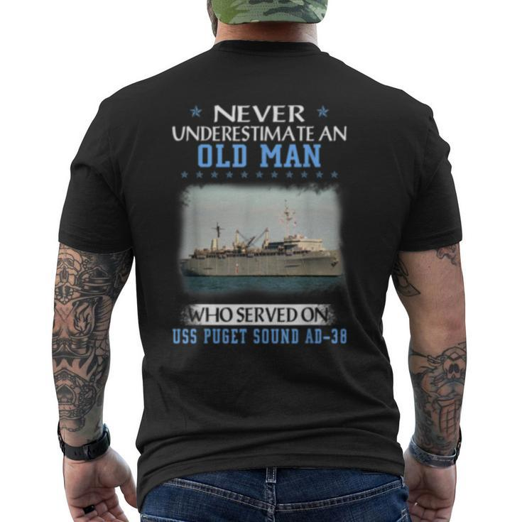 Uss Puget Sound Ad38 Men's Back Print T-shirt