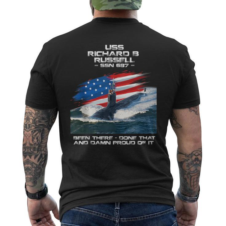 Uss Richard B Russell Ssn-687 American Flag Submarine  Mens Back Print T-shirt