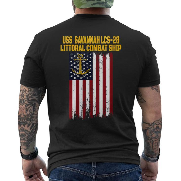 Uss Savannah Lcs-28 Littoral Combat Ship Veteran Fathers Day Men's T-shirt Back Print
