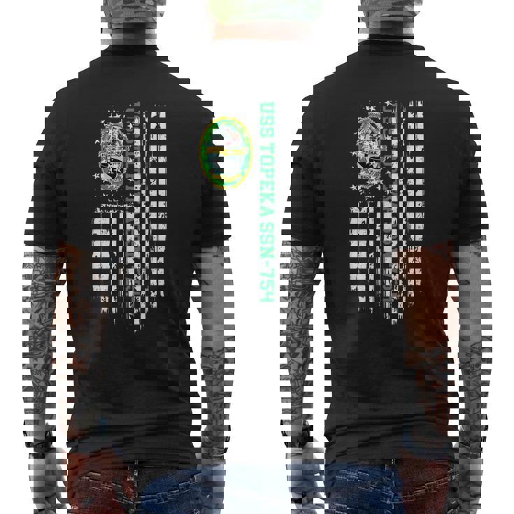 Uss Topeka Ssn754 American Flag Men's Back Print T-shirt
