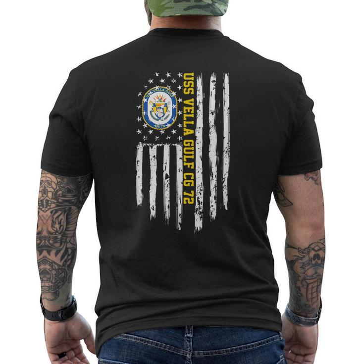 Uss Vella Gulf Cg72 American Flag Men's Back Print T-shirt