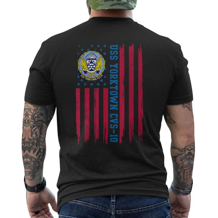 Uss Yorktown Cvs10 Usa Flag Aircraft Carrier Veteran Xmas Men's Back Print T-shirt