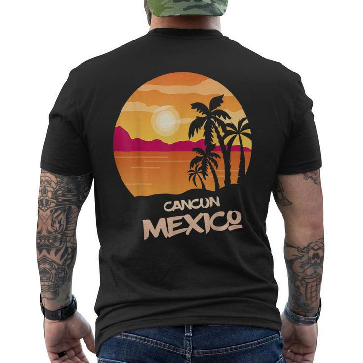 Vacation Cancun Mexico Palm Tree Surfing Beach Ocean  Mens Back Print T-shirt