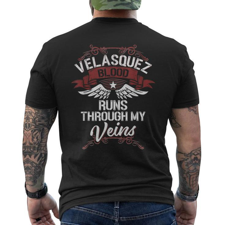 Velasquez Blood Runs Through My Veins Last Name Family Men's T-shirt Back Print