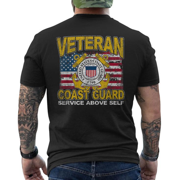 Veteran Coast Guard Service Above Self Distressed T Veteran Funny Gifts Mens Back Print T-shirt