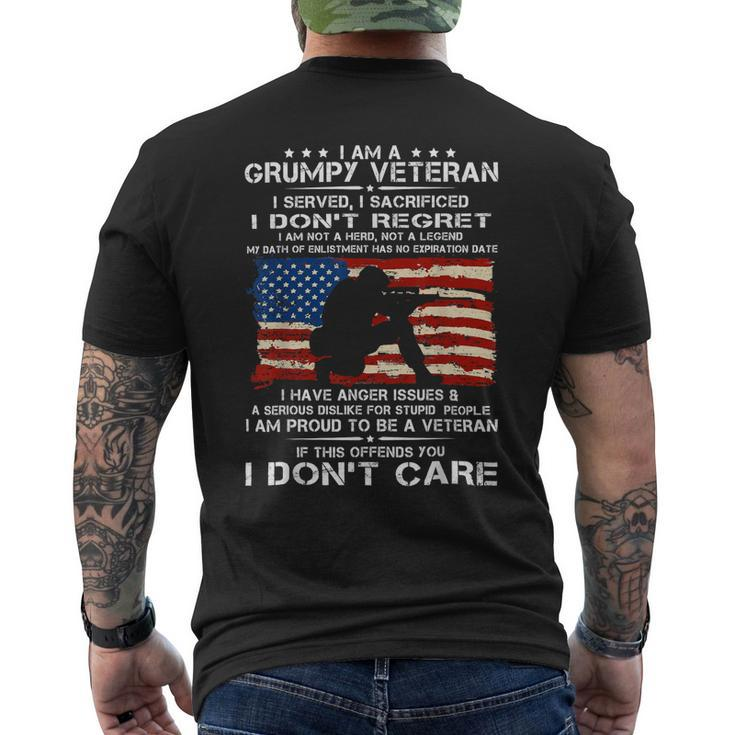 Veteran Veterans Day I Am A Grumpy Veteran I Served I Sacrificed I Don 39 T Regret 542 Navy Soldier Army Military Mens Back Print T-shirt