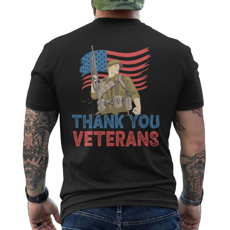 Veteran Vets Thank You Veterans Service Patriot Veteran Day American Flag 8 Veterans Mens Back Print T-shirt
