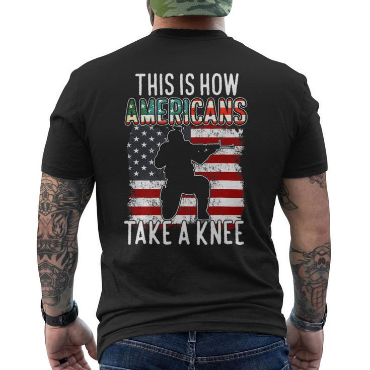 Veteran Vets This Is How Americans Take A Knee Funny Gift Veteran Day 24 Veterans Mens Back Print T-shirt