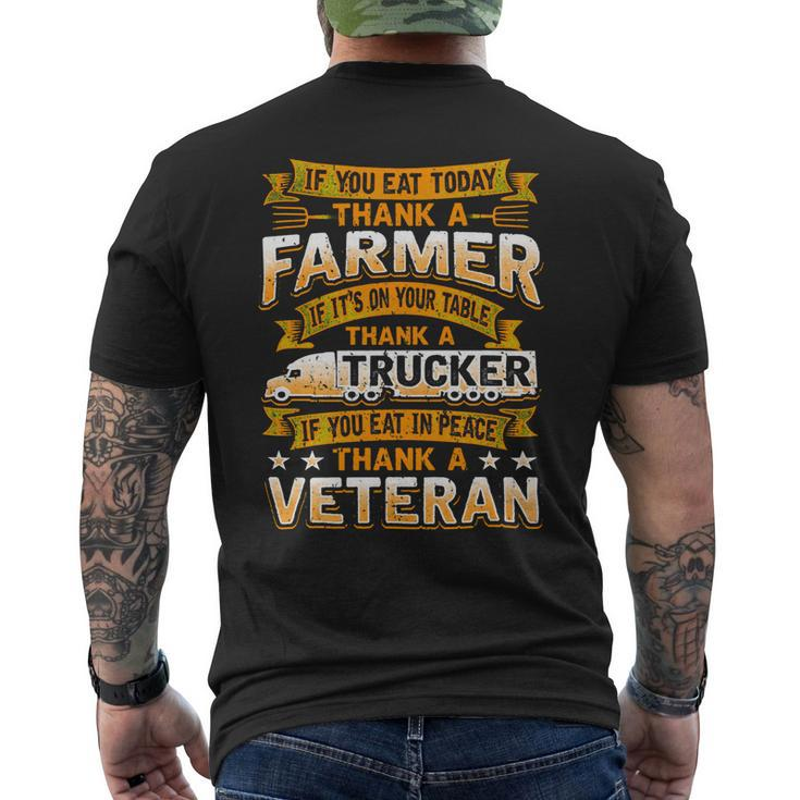 Veteran Vets Truck Lover Trucker Thank A Farmer Thank A Thank A Veteran 195 Trucks Veterans Mens Back Print T-shirt